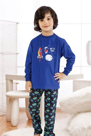 Hmd 5240 Astranot Erkek Çocuk Pamuklu Uzun Kol Pijama Takımı