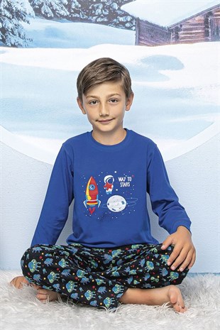 Hmd 5240 Astranot Erkek Çocuk Pamuklu Uzun Kol Pijama Takımı