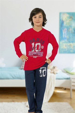 Hmd 5427 Superior Erkek Çocuk Pamuklu Uzun Kol Pijama Takımı