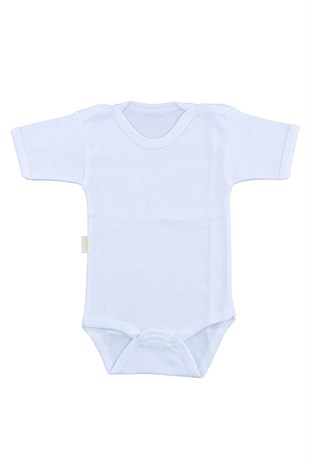 Bebek Beyaz Body Pamuklu Yarım Kol Çıtçıtlı Badi SB156Erkek Bebek BodySebi