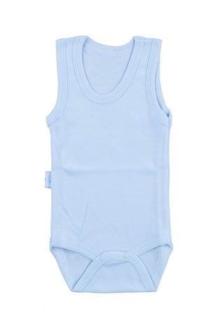 Bebek Mavi Body Pamuklu Askılı Çıtçıtlı Badi SB155