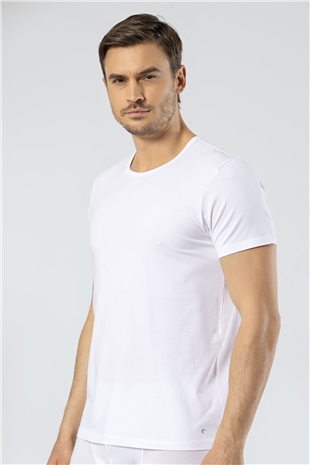 Cacharel 1305 Beyaz Erkek O Yaka Kısa Kollu T-Shirt