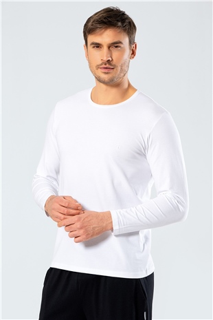 Cacharel 1333 Beyaz Erkek Erkek Beyaz O Yaka Uzun Kollu Sweatshirt
