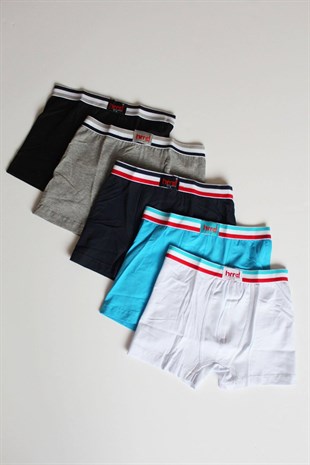Erkek Çocuk Renkli 5'li Paket Pamuklu Boxer HMD311Erkek Çocuk BoxerHmd Underwear