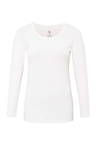U.S. Polo Assn. 15067 Kadın Beyaz İçlik Uzun Kol Termal T-Shirt